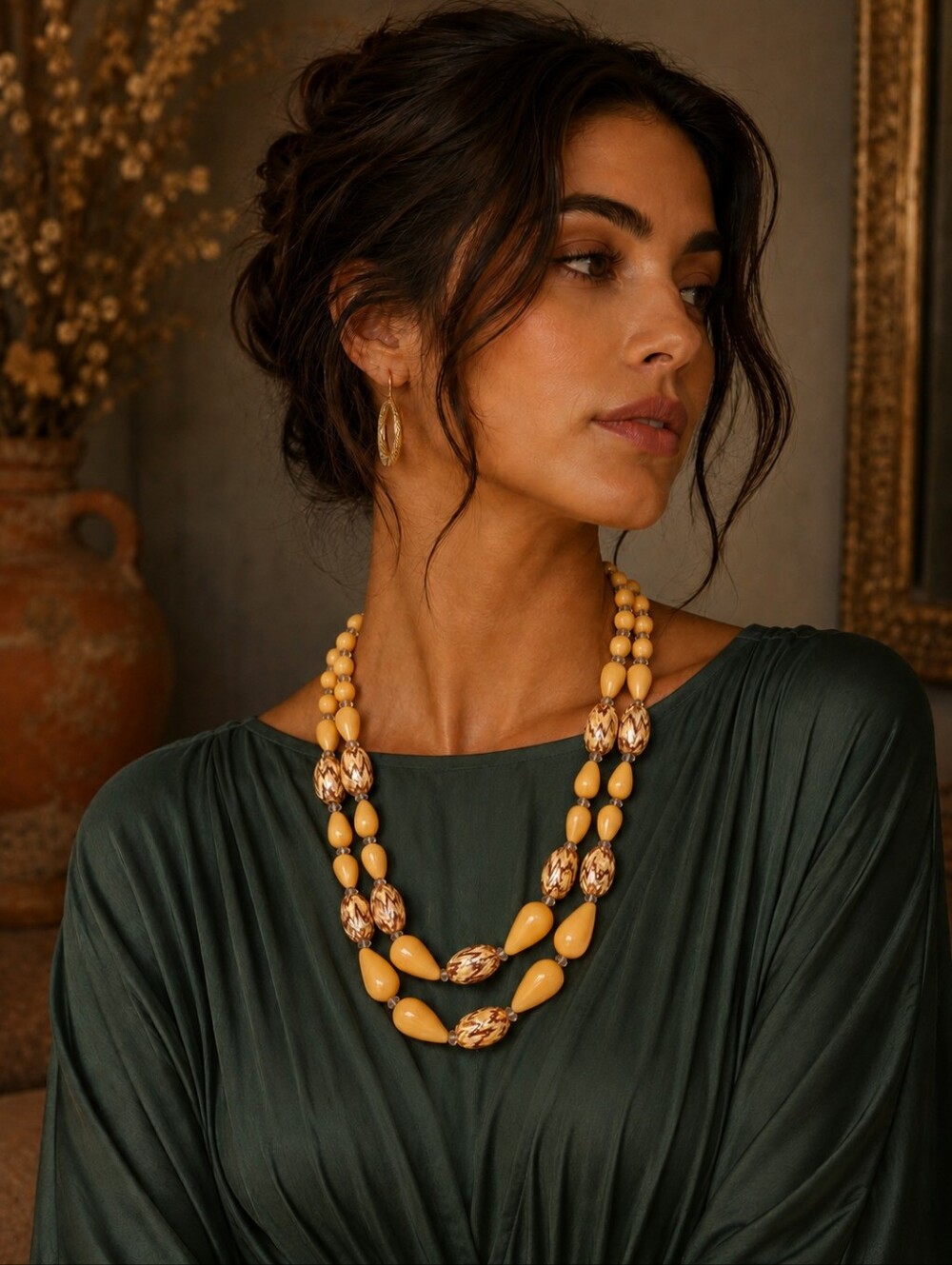 Vintage Signed Hobé Double-Strand Catalin Necklace